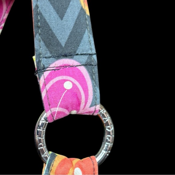 Vera Bradley Ziggy Zinnia Crossbody Purse Pink Orange Floral Chevron Retired - Picture 11 of 12